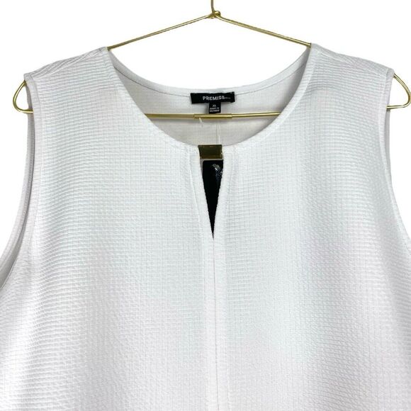 Premise Studio Womens Sleeveless Blouse White With Gold‎ Accent Size: XL 0048 - Picture 4 of 7